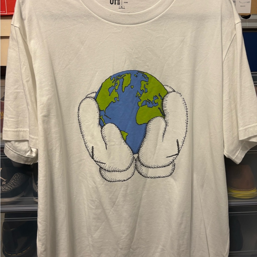 White Uniqlo x Kaws T-Shirt with Earth Graphic